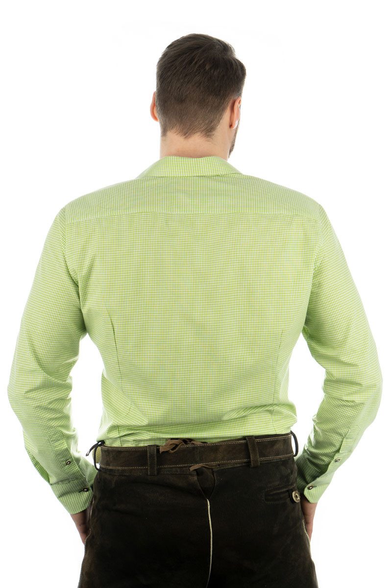 OS Trachten Trachtenhemd Wacodu Langarmhemd mit Hirsch-Stickerei auf der Brusttasche