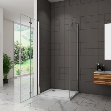 duschspa Eckdusche Nano Glas ESG Falttür mit Seitenwand Duschtür Scharniertür Duschkabine, BxT: 70x90 cm, Einscheibensicherheitsglas, Sicherheitsglas, Set, ebenerdiger Einbau möglich