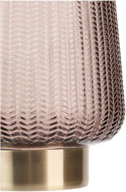 Pauleen LED Tischleuchte Fancy Glamour, Leuchtmittel wechselbar, Warmweiß, E27, Timer, Batterie, Taupe, Glas/Metall