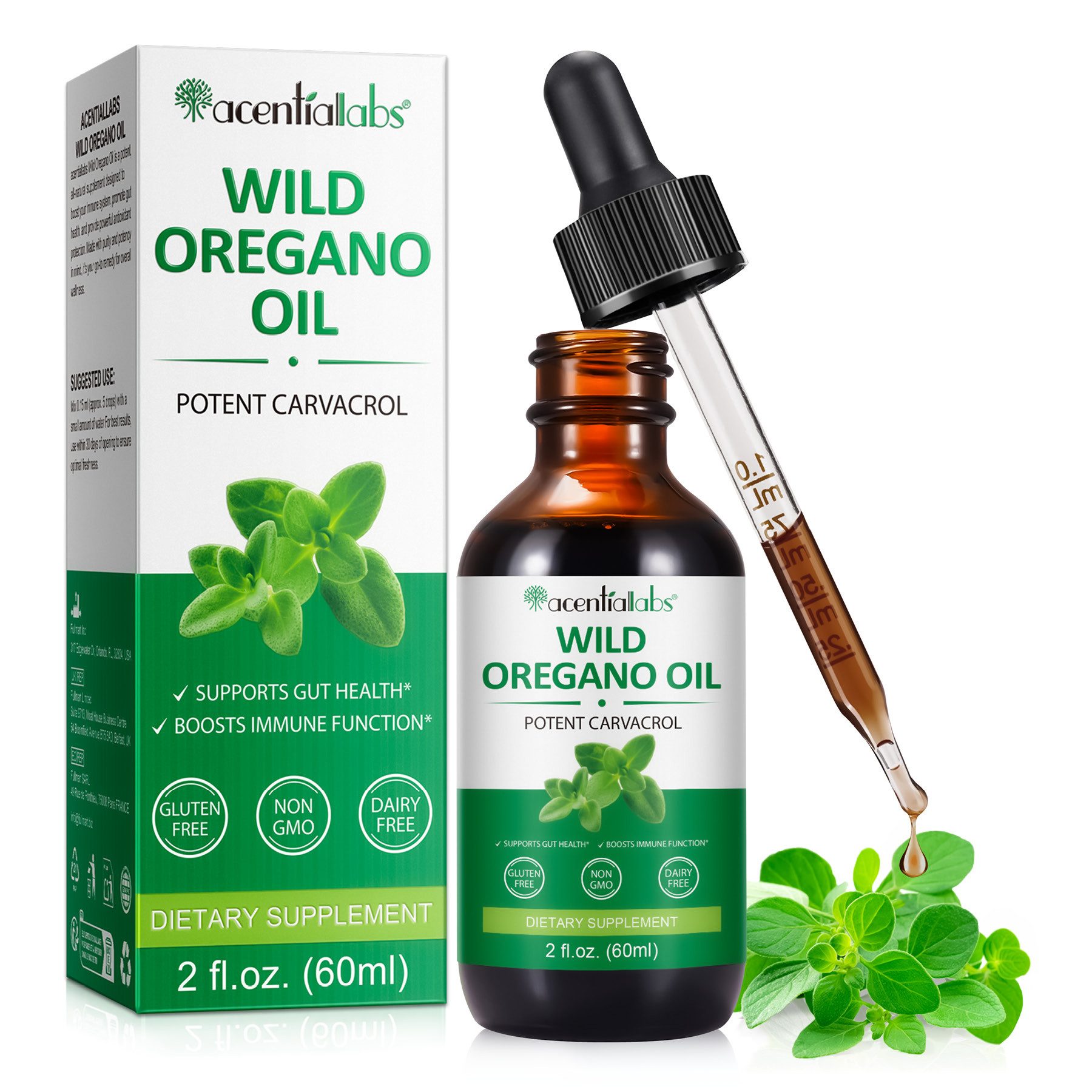 ALIVER Wildes Oregano Öl Liquid Tropfen mit Carvacrol Vegan Natur 100% Rein TROPFEN, Nahrungsergänzungsmittel, Acentiallabs, Öl, Oregano