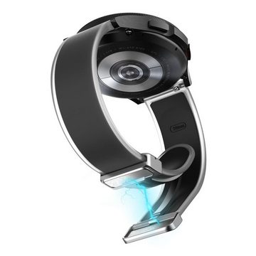 Wigento Smartwatch-Armband Für Samsung Galaxy Watch 6 5 4 Magnetisches Silikon Armband Schwarz