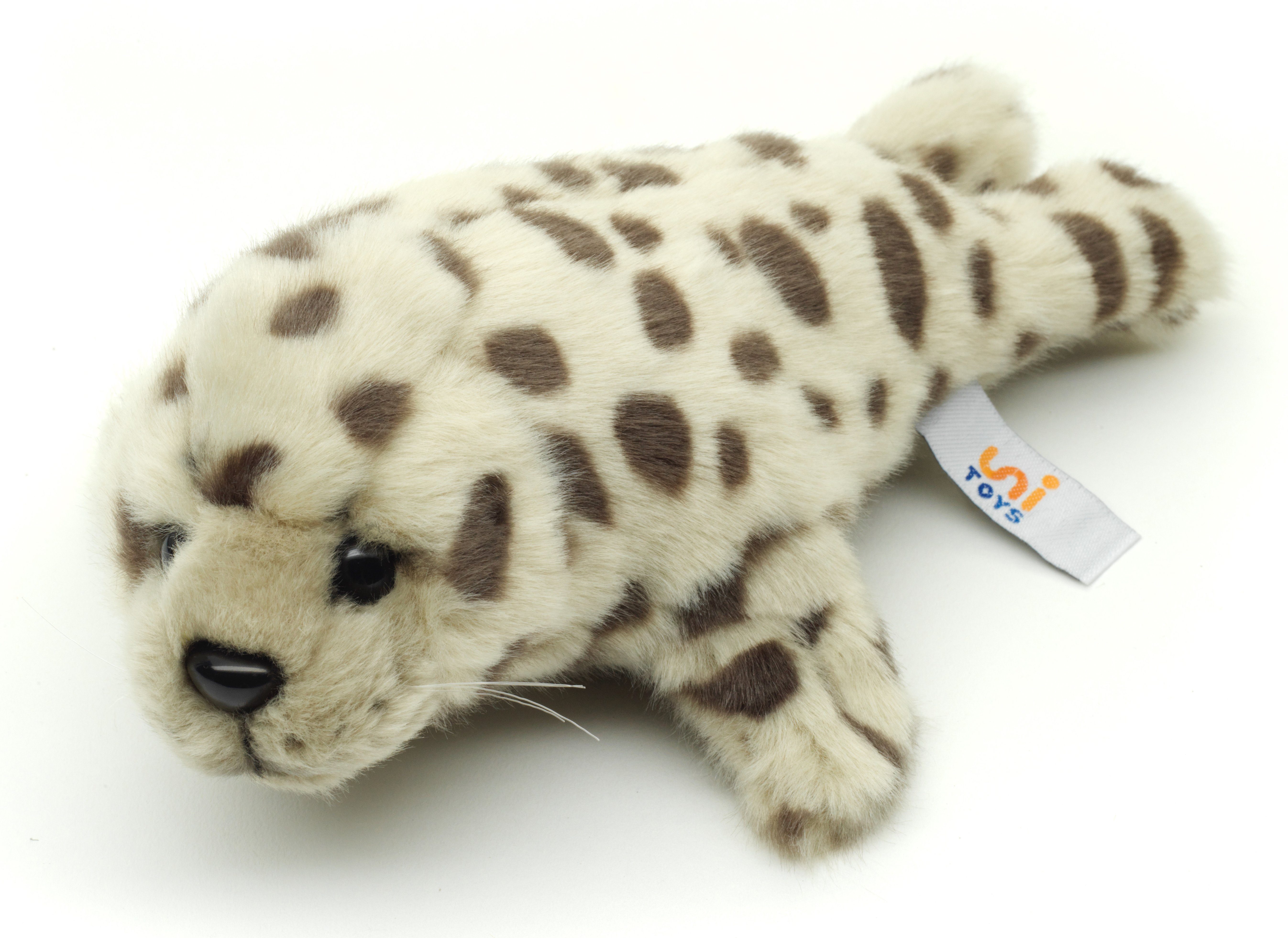 Seehund Plüsch-Robbe, verschied. % zu - grau-gepunktet Größen recyceltes - 100 Füllmaterial Uni-Toys Kuscheltier Plüschtier,
