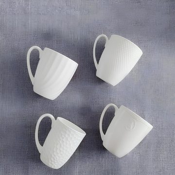 Caterize Kaffeeservice Mit Reliefmuster – Moderne Becher Porzellan für Kaffee, Tee,Cappuccino, Knochenporzellan
