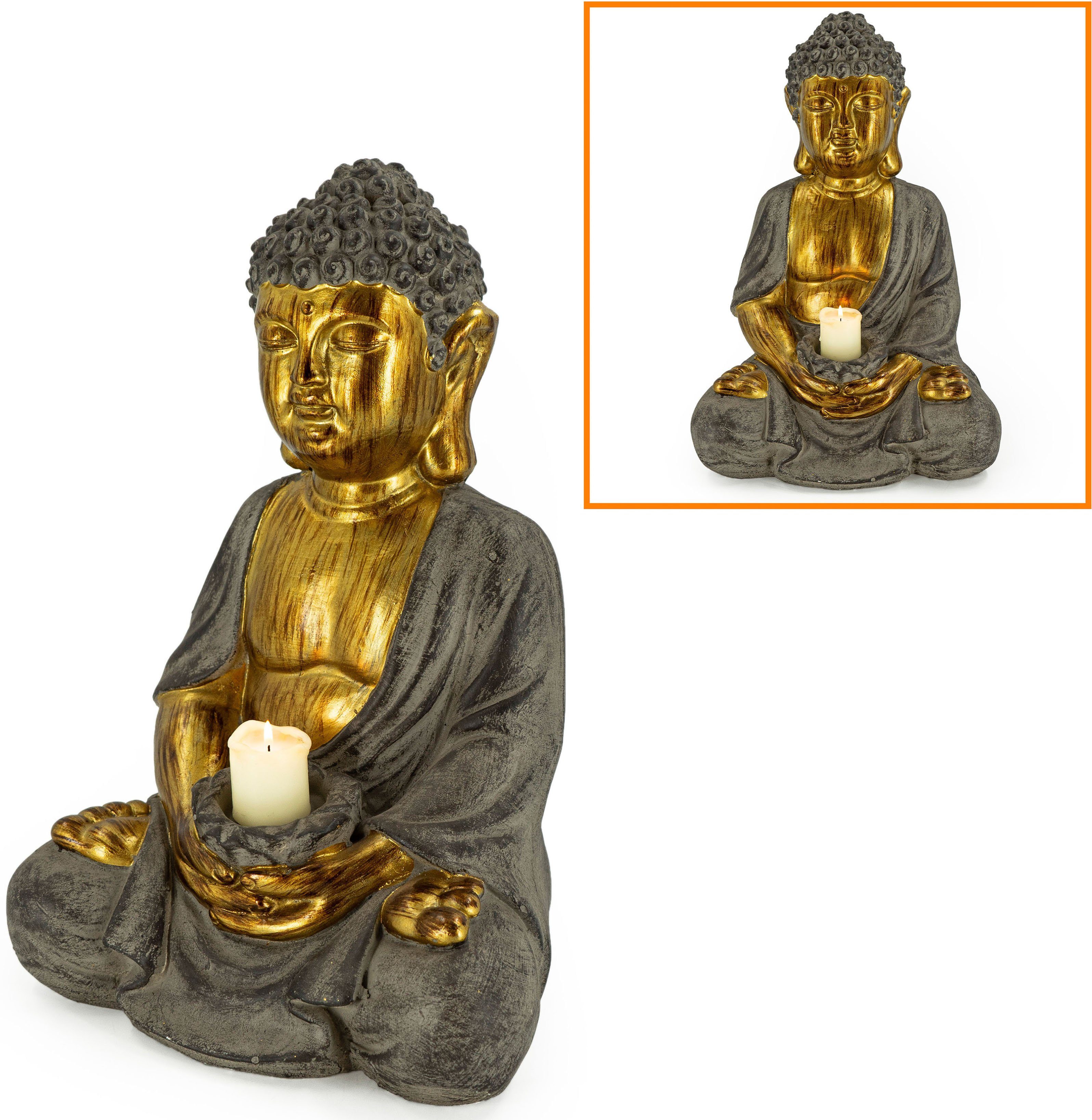 Kerzenhalter Höhe ca. (1 NOOR St), aus 45 LIVING cm sitzend, Buddha Magnesia,