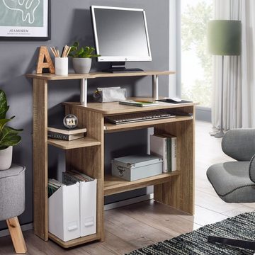 Wohnling Schreibtisch WL1.171 (Sonoma 94x90,5x48,5 cm mit Tastaturauszug Modern), Bürotisch Home Office, PC-Tisch mit Stauraum