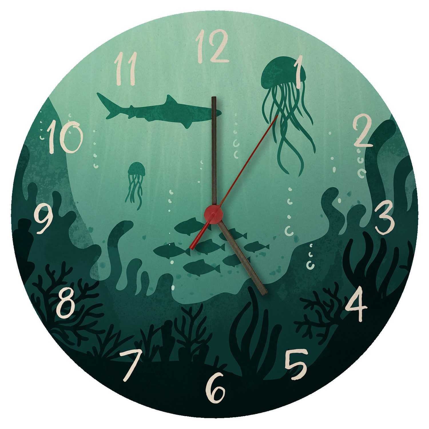 Wanduhr Unterwasserwelt Wanduhr aus MDF