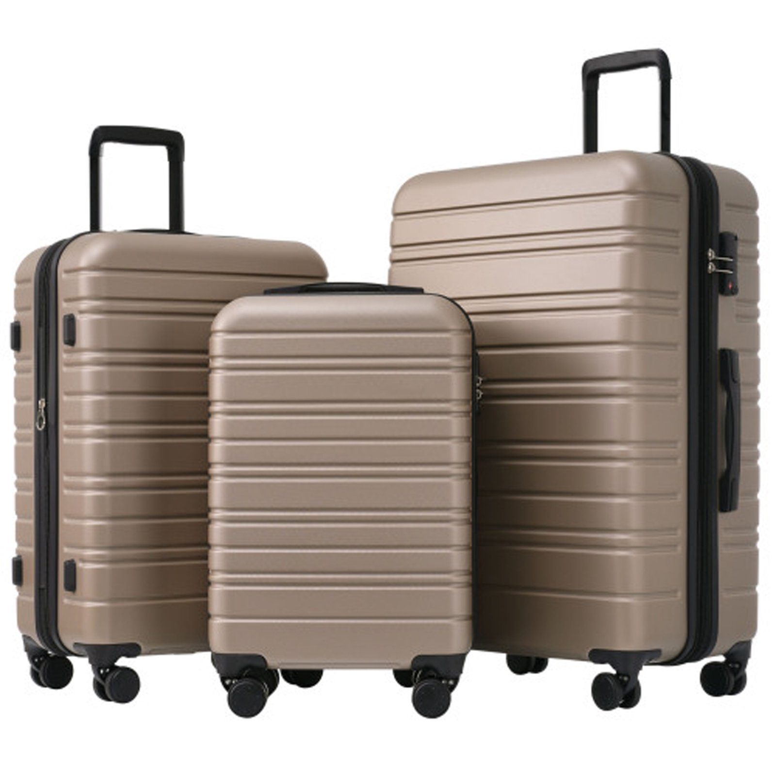 FUROKOY Kofferset M-L-XL-Set 3-teilige aus ABS, TSA-Zollsicherheitsschloss , , Reisekoffer Set 3-teilig mit 4 Rollen,Trolley Gepäck Koffer