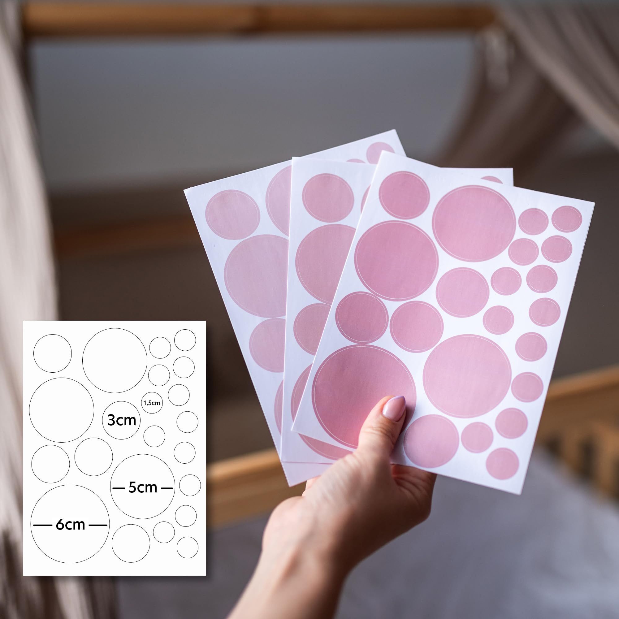 lilimaus Wandsticker Herzen, Sterne & Punkte selbstklebend - Deko fürs Kinderzimmer (132 St), Herzen, Sterne oder Punkte - 36er- & 132er-Set, ablösbar