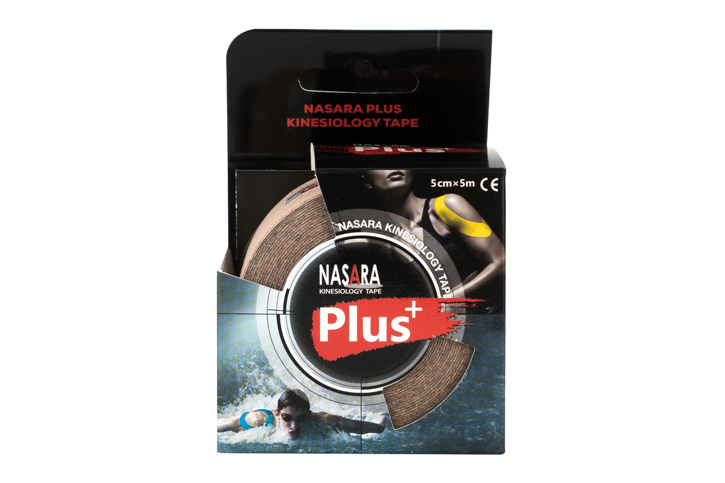 NASARA Kinesiologie-Tape Plus Tape 5cm x 5m in 4 Farben, ideal für Sportler