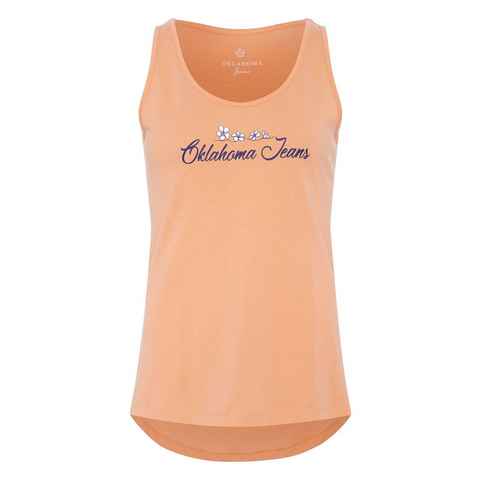 Oklahoma Jeans Tanktop mit floralem Logo-Print