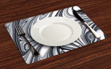 Platzset, Waschbare Stoff Esszimmer Küche Tischdekorations Digitaldruck, Abakuhaus, (4-teilig, 4 Teilig-St., Set aus 4x), Abstrakt Schwarz-weiße surreale Kunst