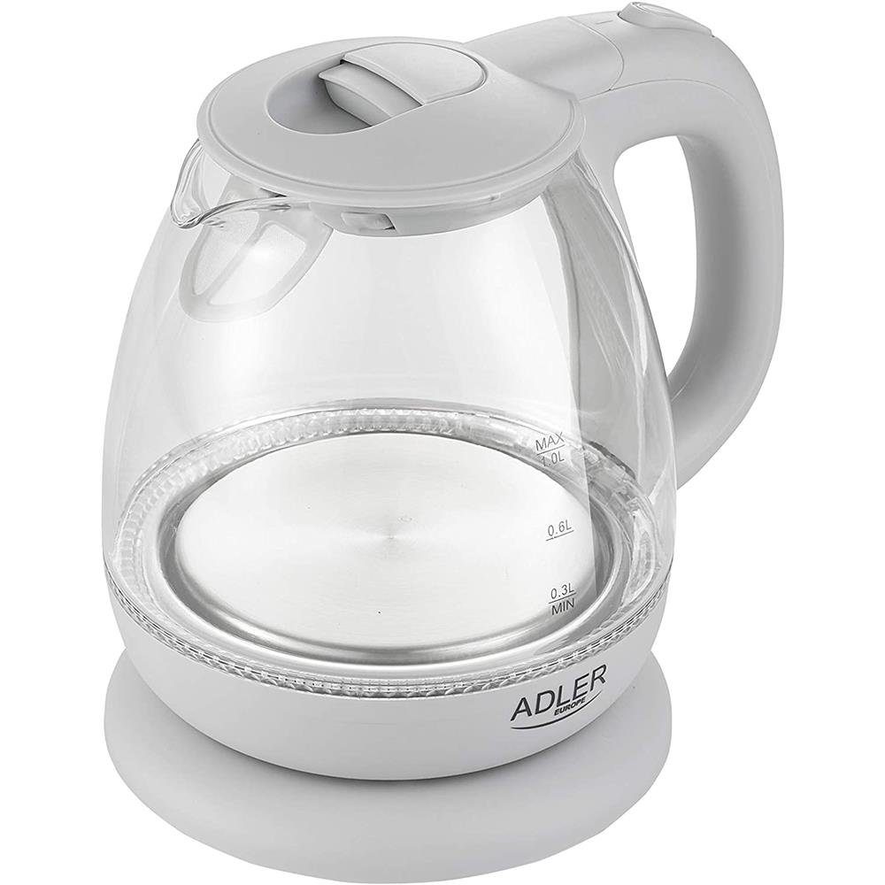 AD Glaswasserkocher, Adler Liter, 900-1100W, LED 1 1283G, Beleuchtung Wasserkocher