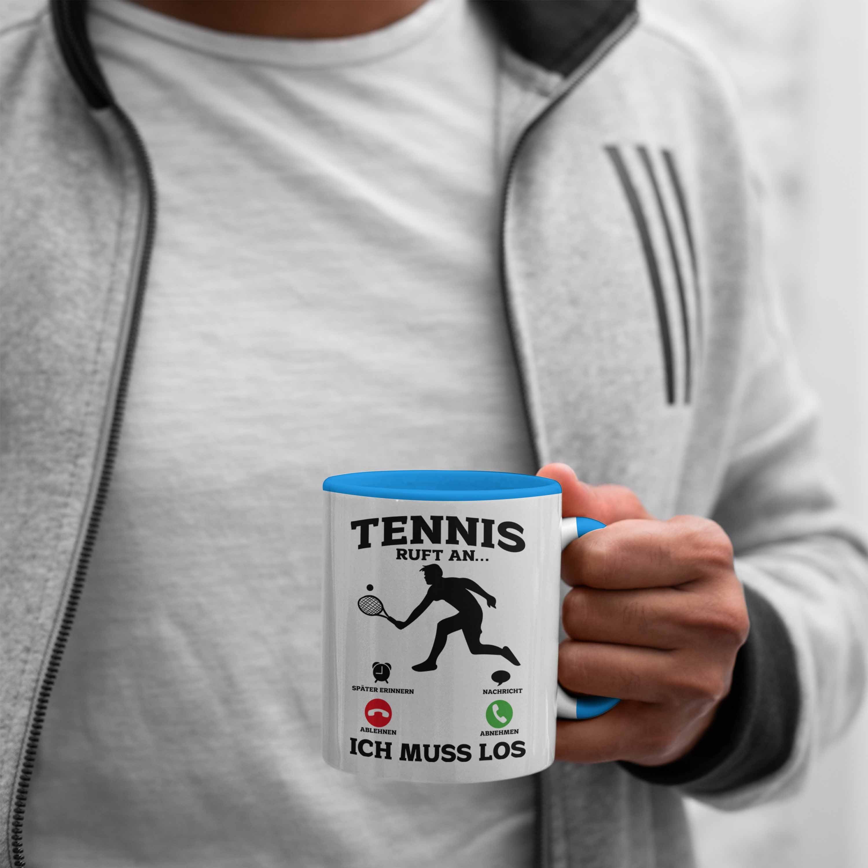 Tennisfans Tasse Tasse Trendation Tennis Geschenk Tennissp Geschenkidee Blau - Tasse Lustige