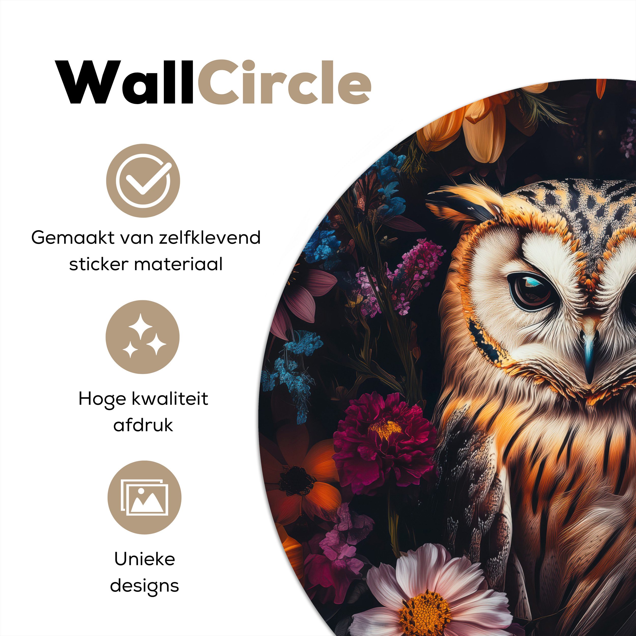 MuchoWow Wandsticker Eule - Blumen - günstig online kaufen