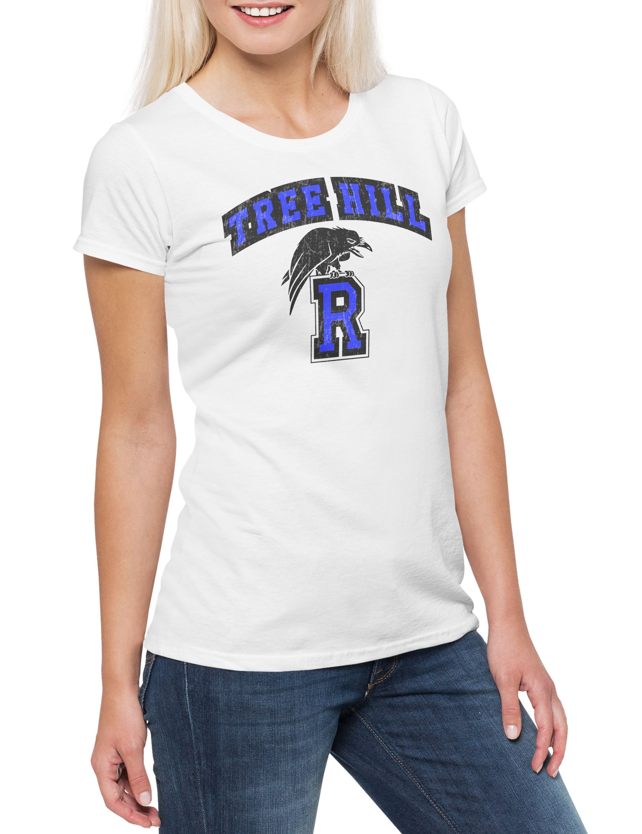 Urban Backwoods Print-Shirt R Team Damen T-Shirt Ravens High School One Tree Hill Schule Sign (1-tlg) Basketball Symbol Mannschaft Trikot