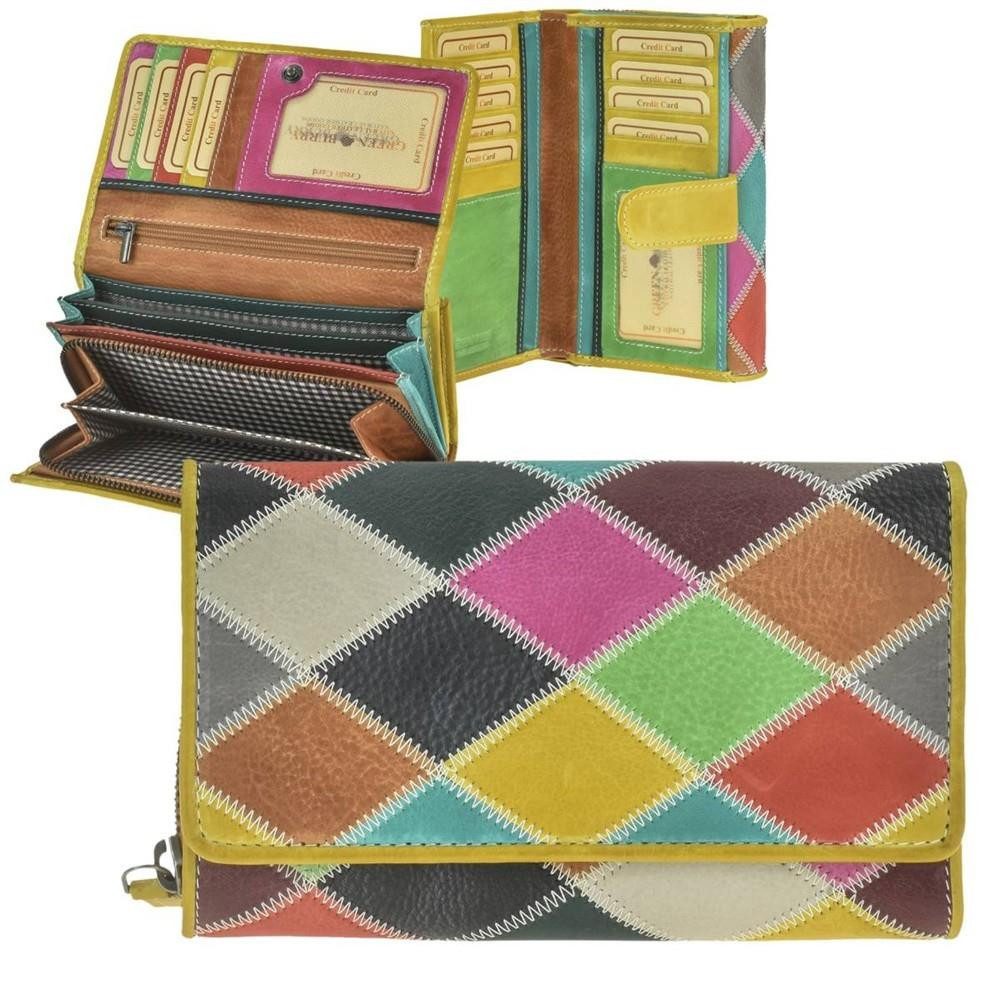 Geldbörse "Candy Shop" Portemonnaie Damen Leder 17x10cm bunt
