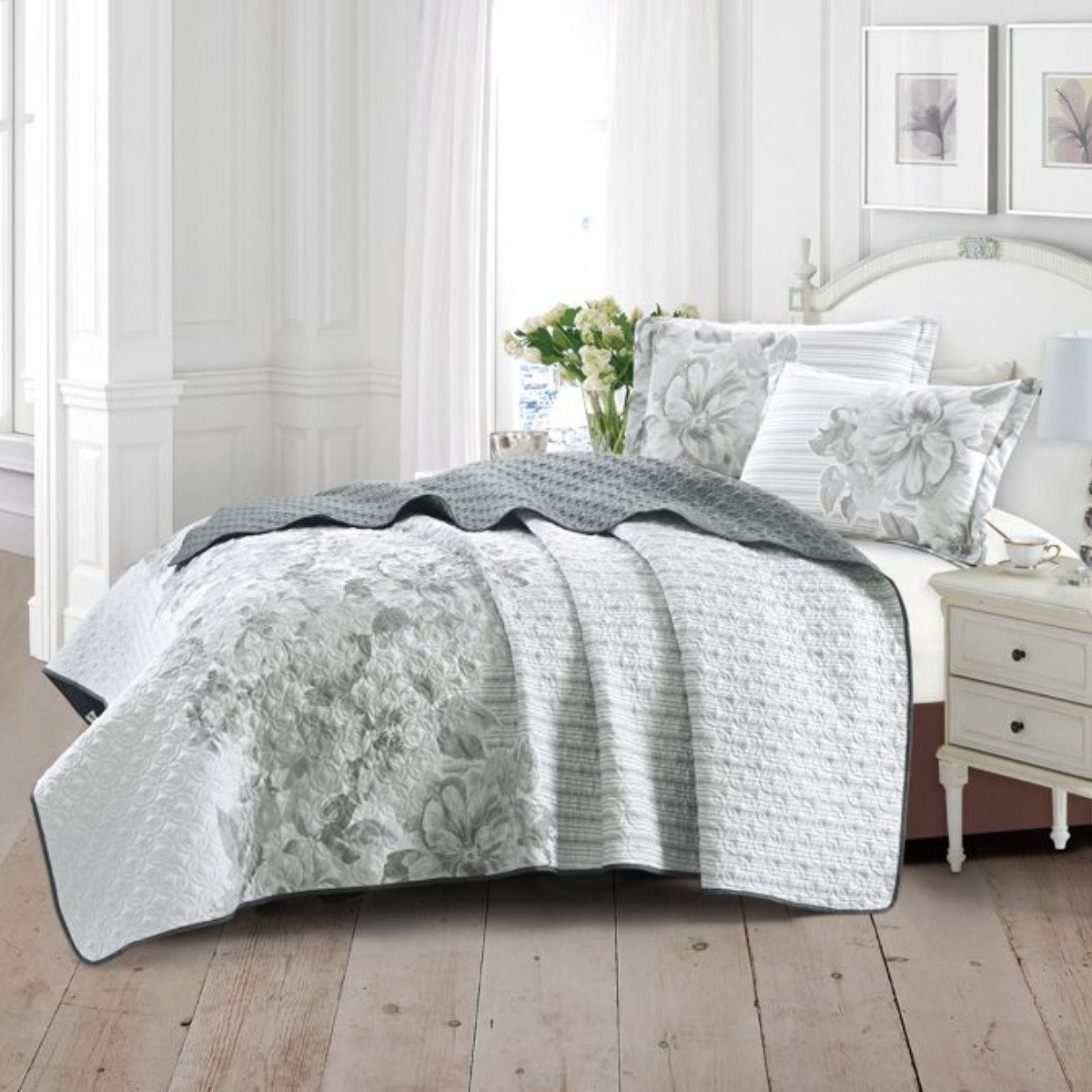 alesvelt Tagesdecke Set Tulin Überwurf Decke 3 Teilig 2 Personen 240 x 260 cm
