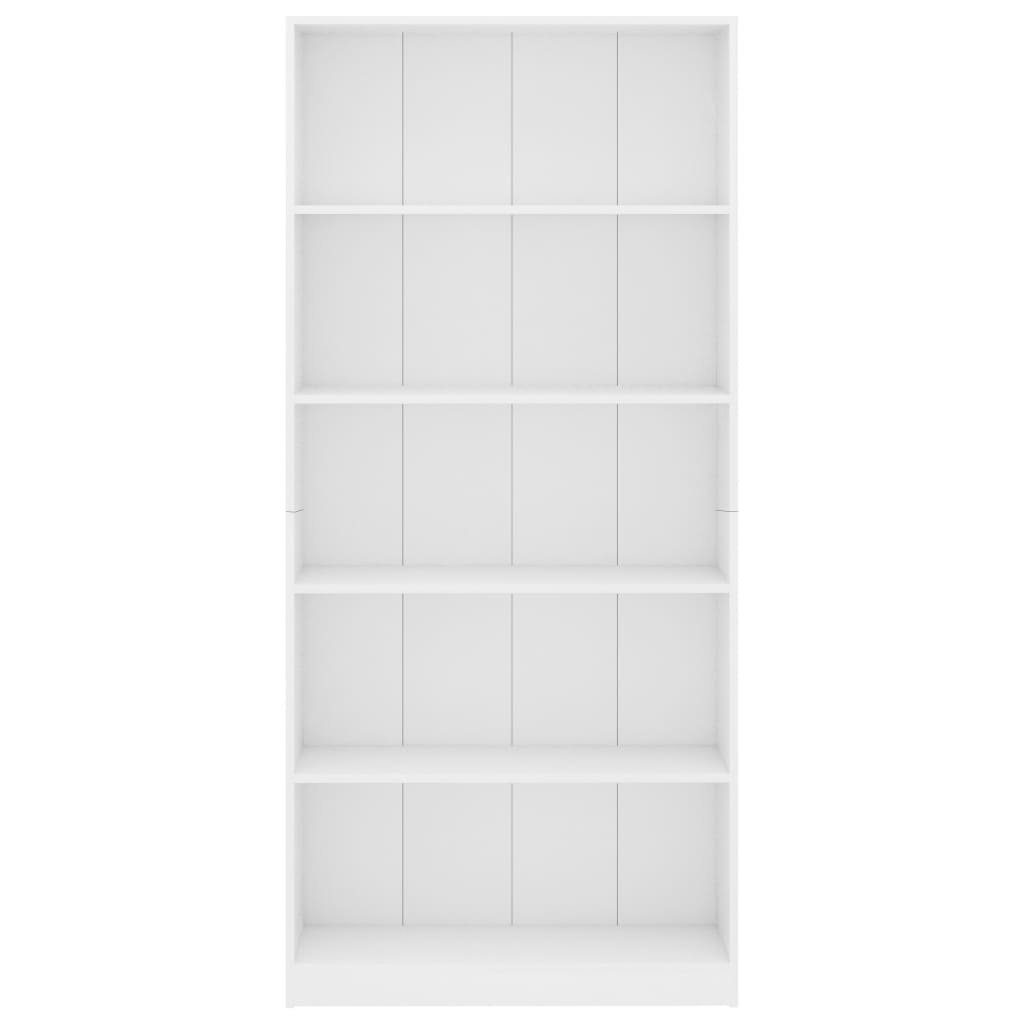 5 Fächer Bücherregal Holzwerkstoff furnicato cm Weiß 80x24x175