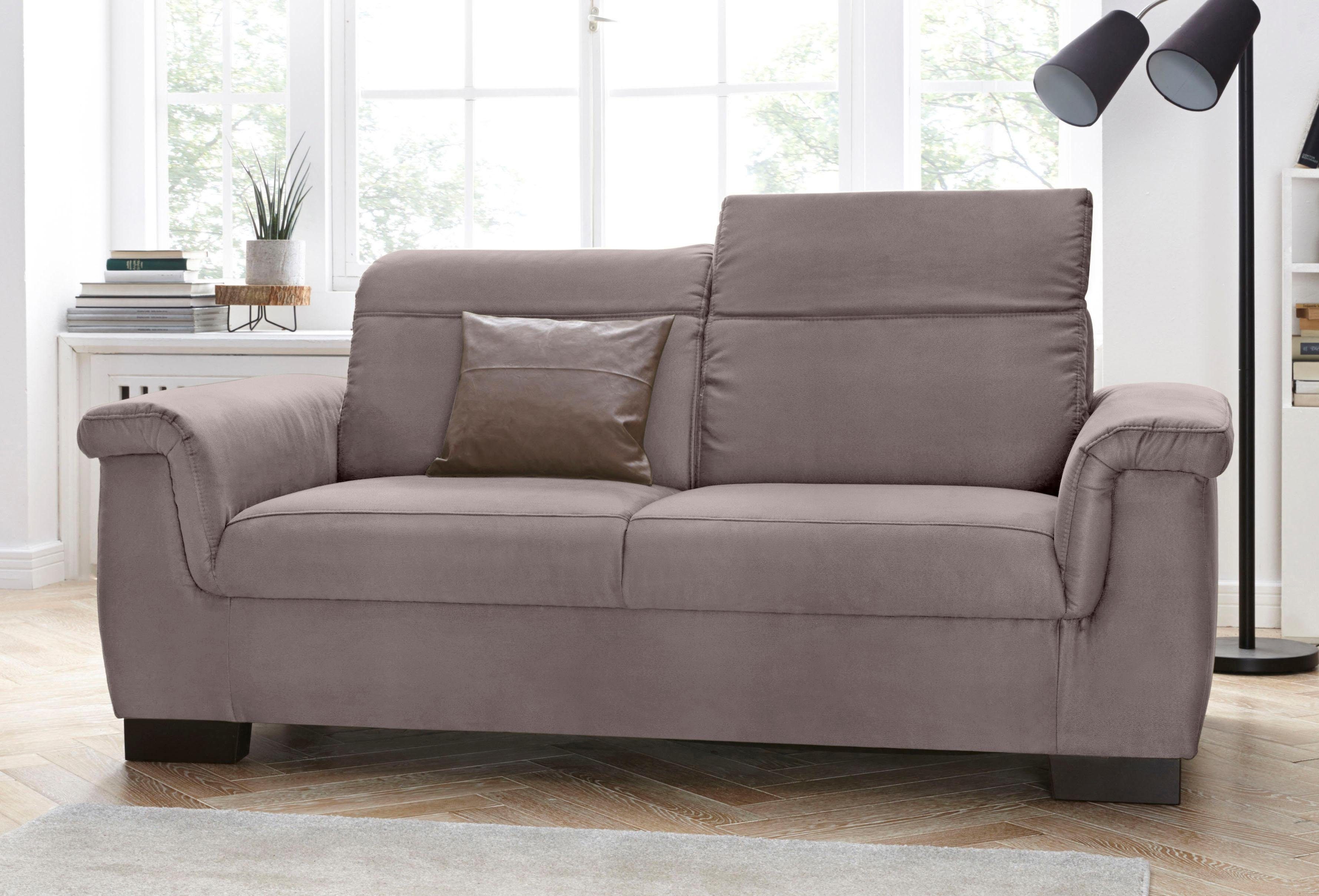 DOMO collection 2-Sitzer Sully bequem, Breite 193cm, elegant und zeitlos, Fuß 7cm hoch, wahlweise mit Rückenverstellung
