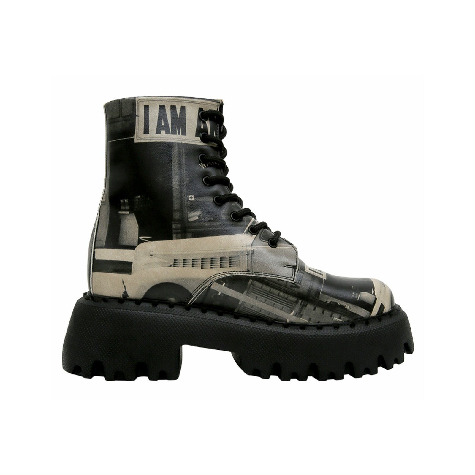 DOGO Navy Schnürstiefel Boots I Am An American Damen Stiefeletten Chelseaboots Handgefertigt