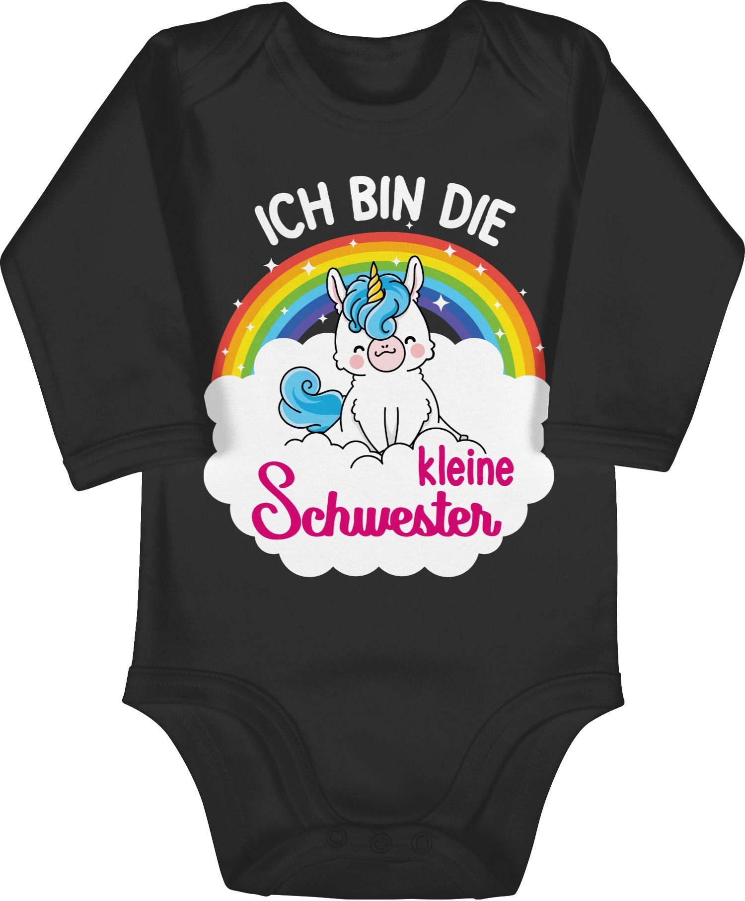 Shirtracer Shirtbody Ich bin die kleine Schwester - mit Einhorn Kleine Schwester 2 Schwarz