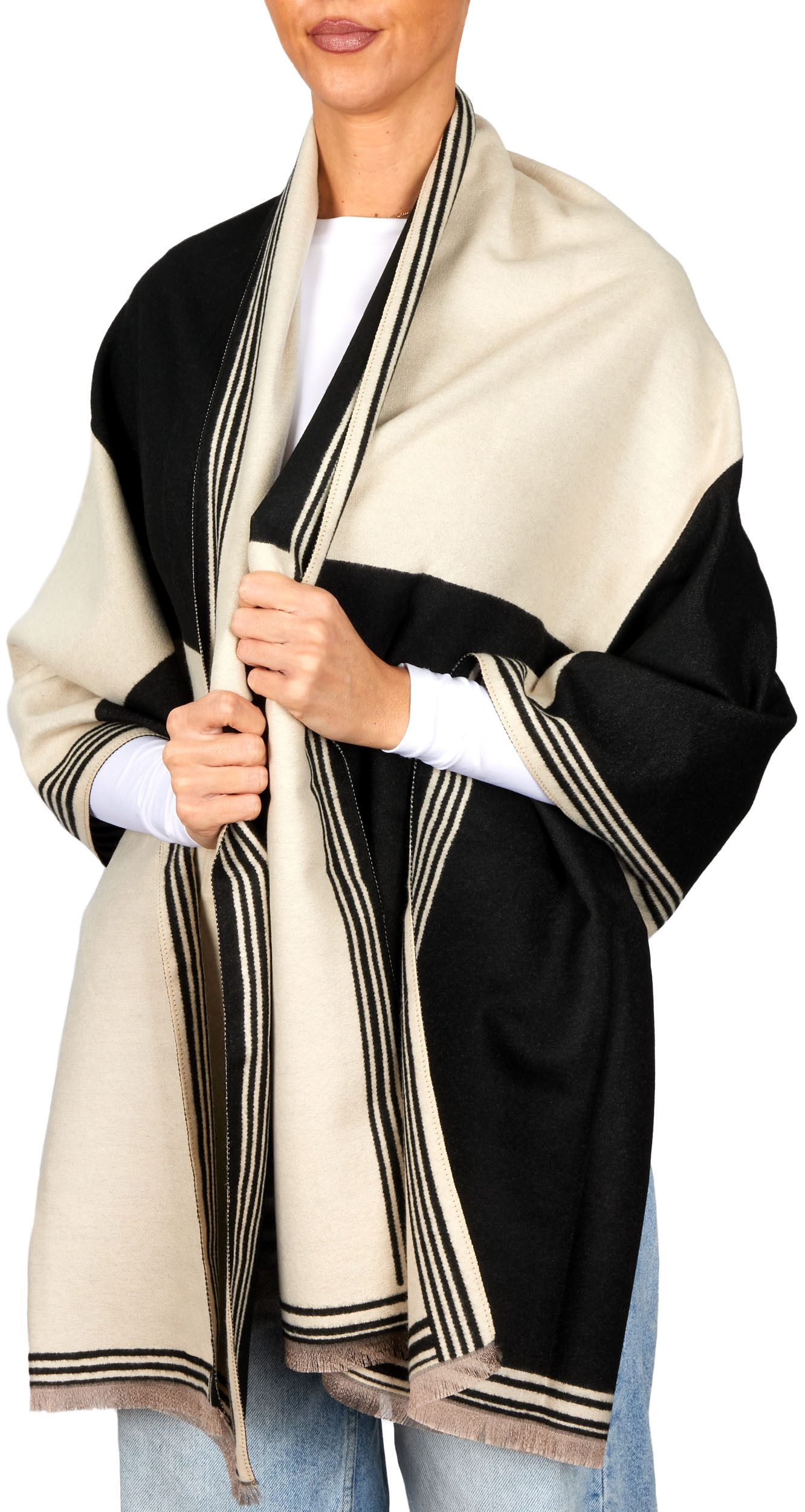 BRUBAKER Schal Cashmirillo Damen Schal mit Quadrat Muster - Warm und Kusche günstig online kaufen