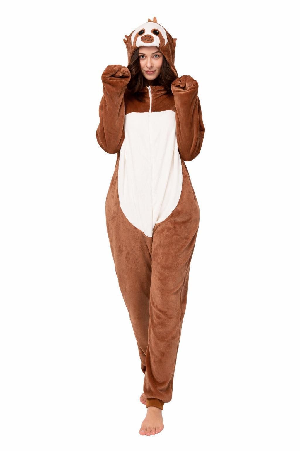 Corimori Partyanzug Erwachsenen Onesie, Jumpsuit, Jumpsuit, Pyjama, Fasching, Kigurumi, Tierkostüme, Faultier "Henry"