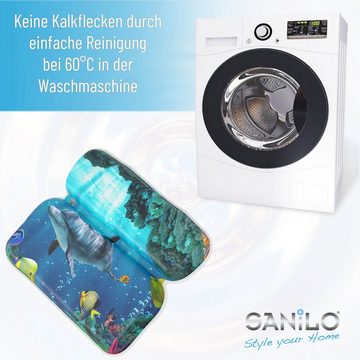 Sanilo Nackenkissen Badewannenkissen Delphin, bequem, rutschfest, kräftige Farben, mit 7 starken Saugnäpfen