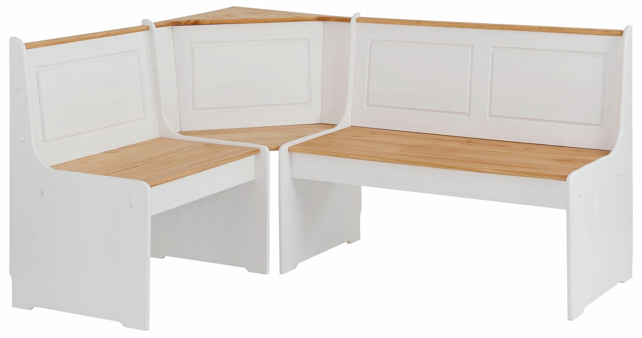 freiraum Eckbankgruppe Strasbourg, in Weiß/Honigfarben, Kiefer - 160x87x120cm (BxHxT)