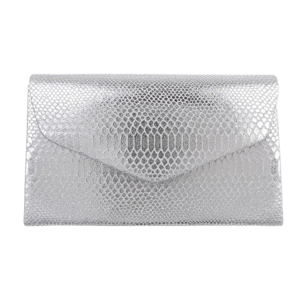 Ital-Design Schultertasche Kleine, Damentasche clutch schultertasche in Silber