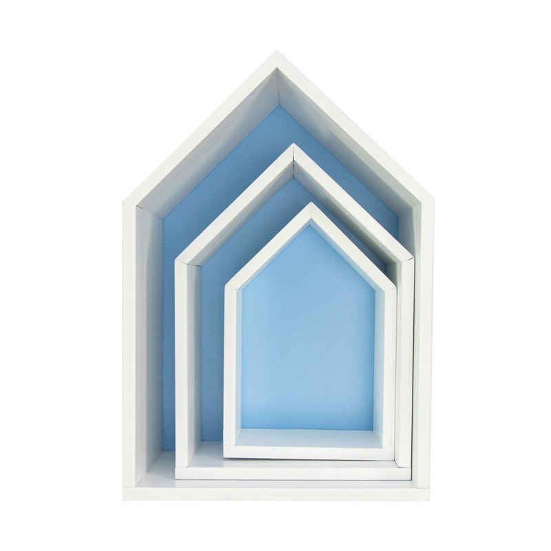 Puckdaddy GmbH Полкиlement Elise (3er-Set) im dekorativen Haus Design, Blau
