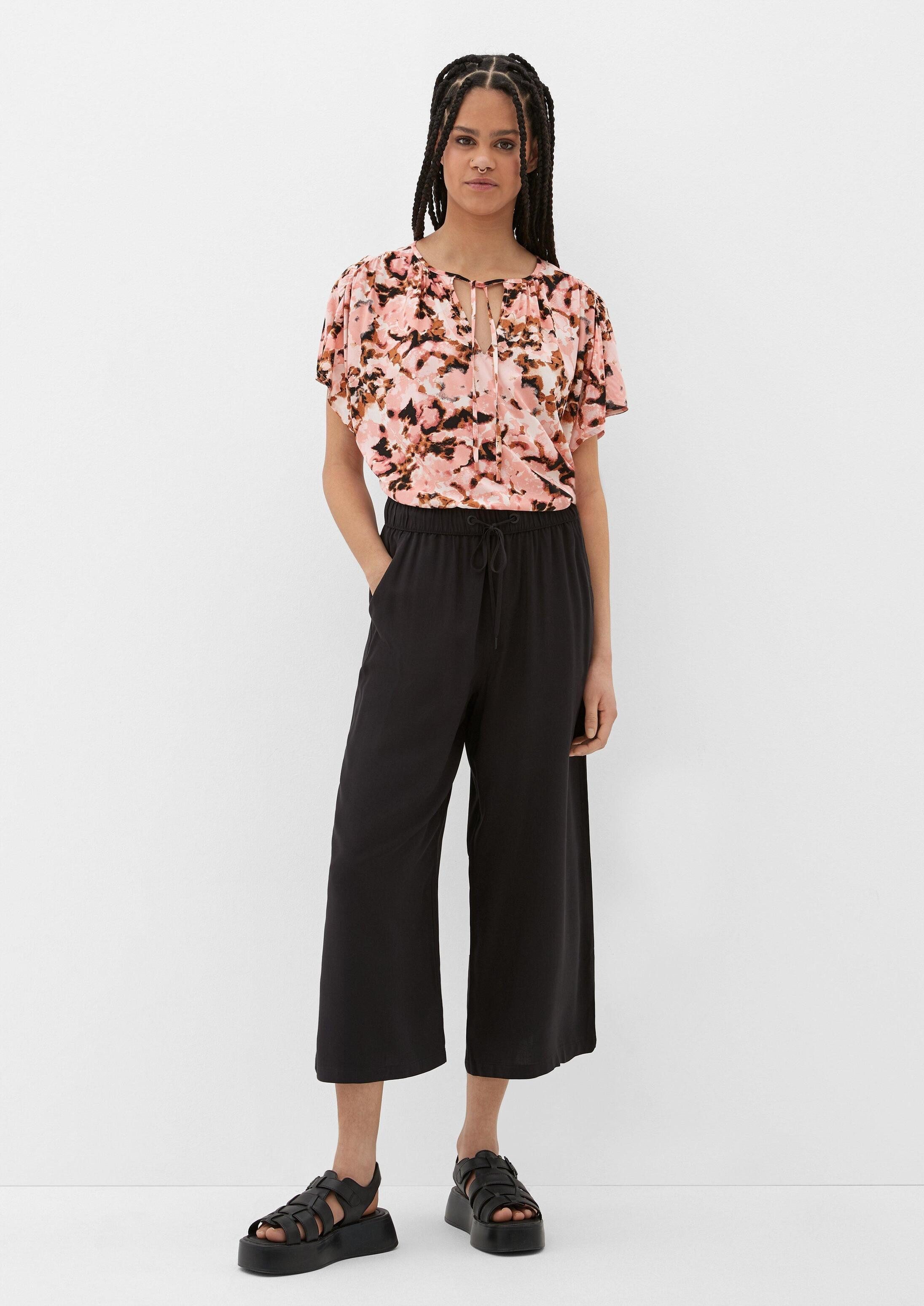 QS Kurzarmbluse Bluse Viskosebluse mit Raffung