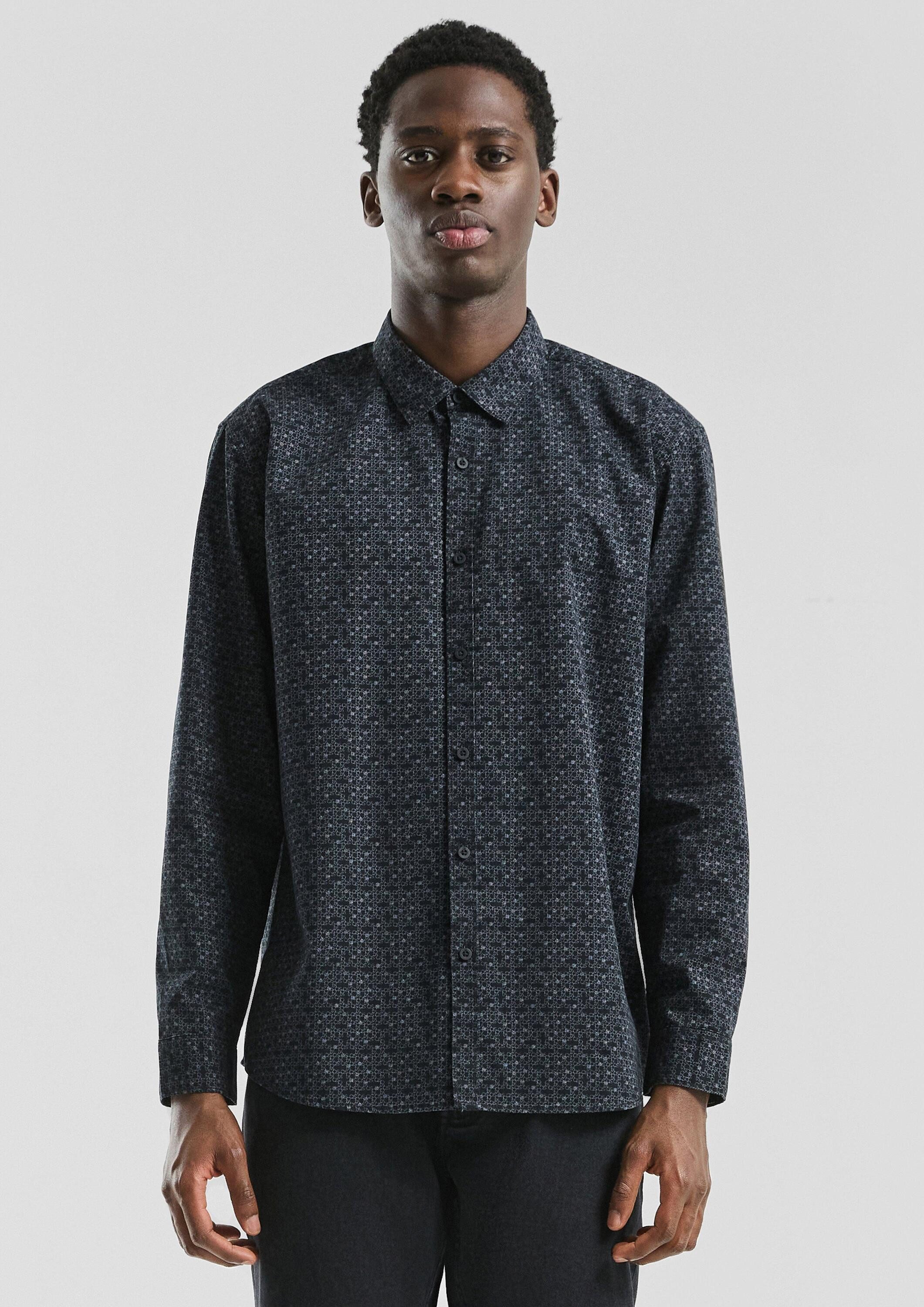 QS Langarmhemd Hemd Regular Fit: Hemd mit Alloverprint