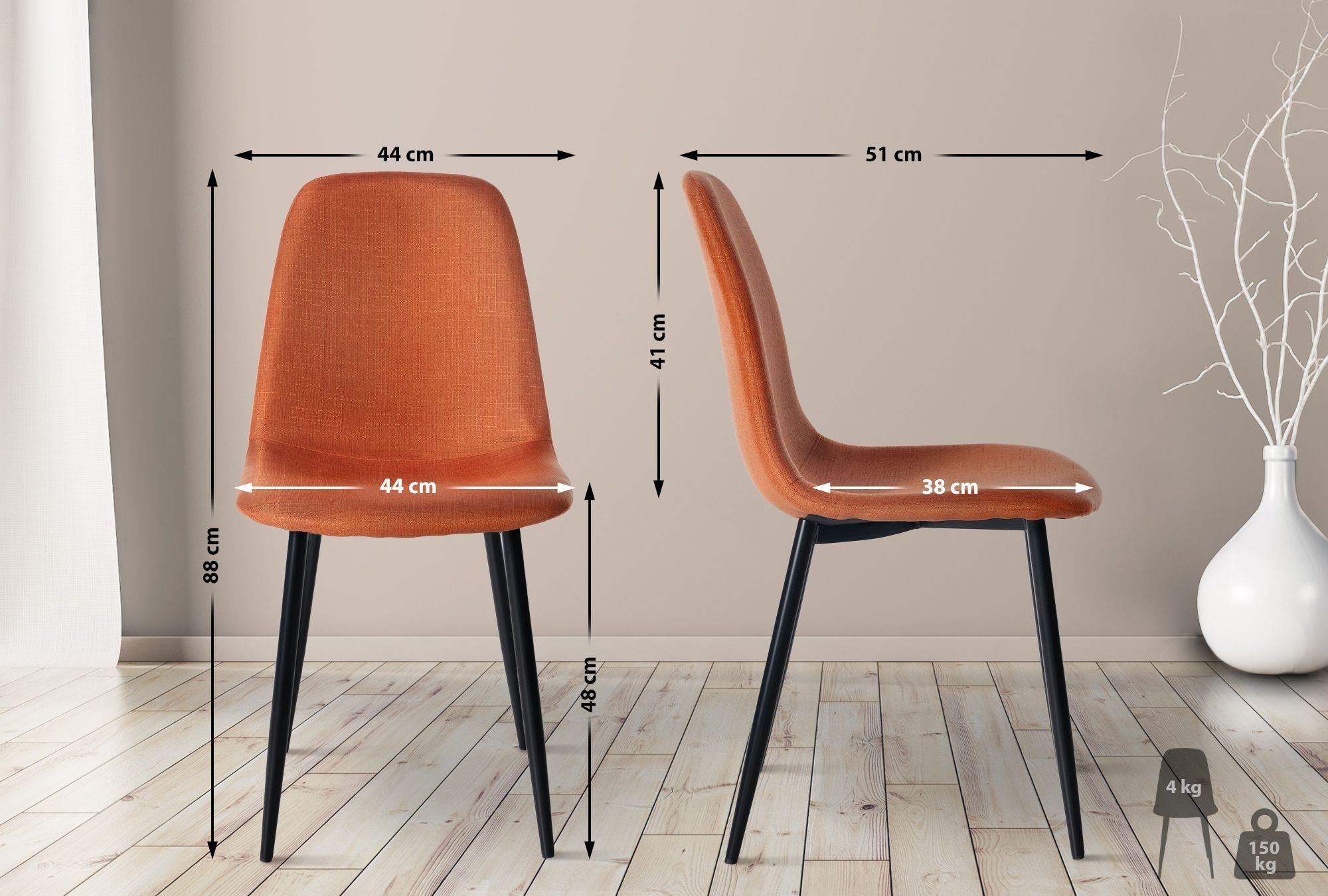 CLP Esszimmerstuhl Napier (4er Set), Metall, günstig online kaufen