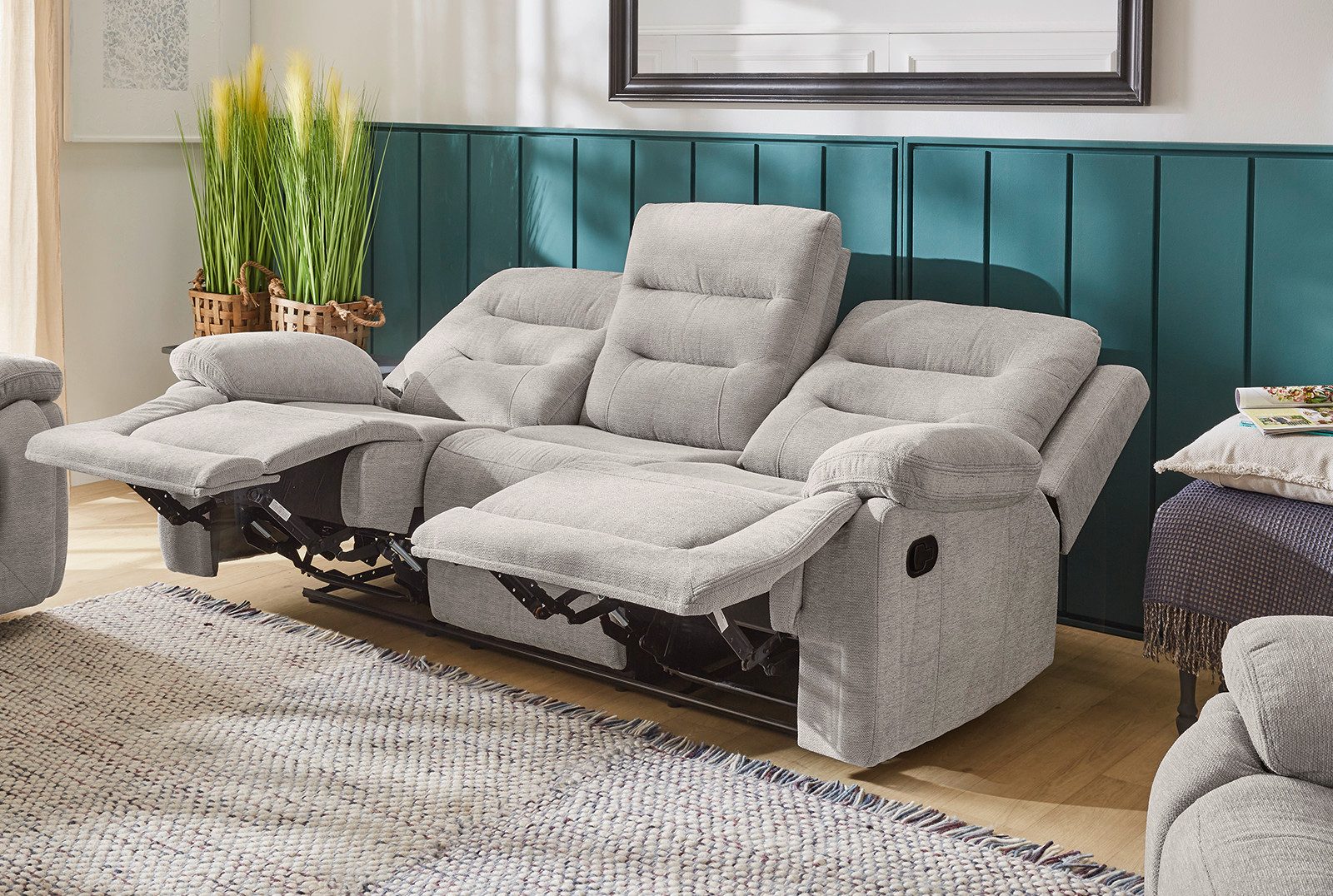 Jockenhöfer Gruppe 3-Sitzer Sylt, Mit Liegefunktion durch halbautom. Relaxfunktion, Federkern-Polsterung