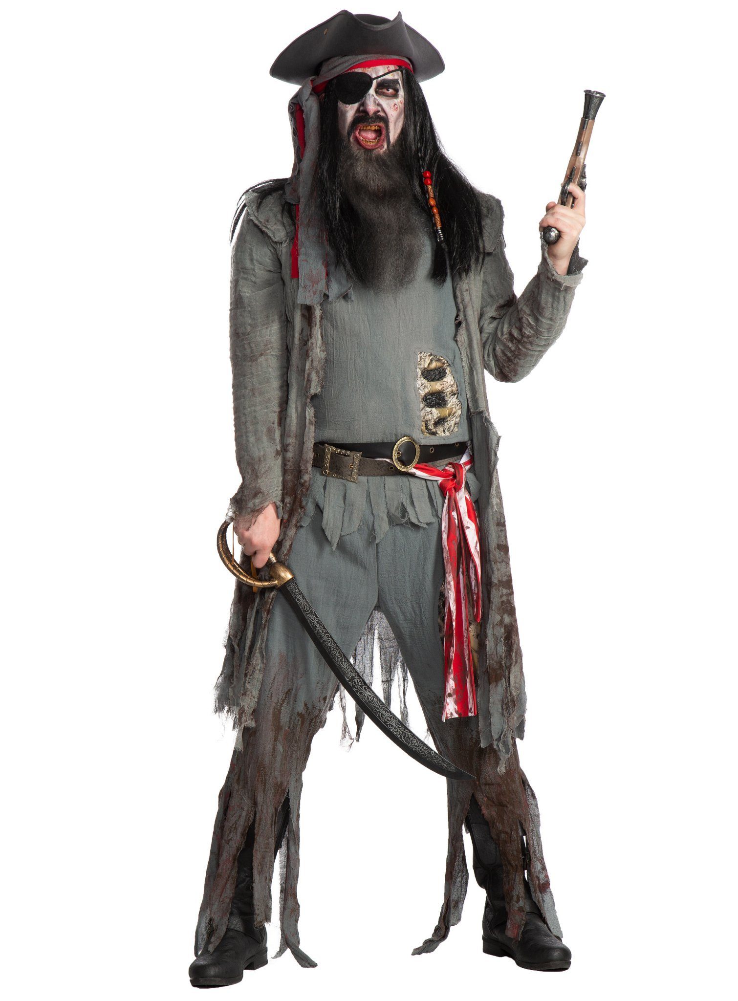 Maskworld Zombie-Kostüm Zombie Pirat Kostüm - Halloween Fasching Karneval