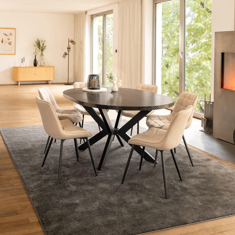 Essgruppe Rund Ausziehbar AVENTURA inkl. Sternfuß - 120 x 120 cm Dark Oak