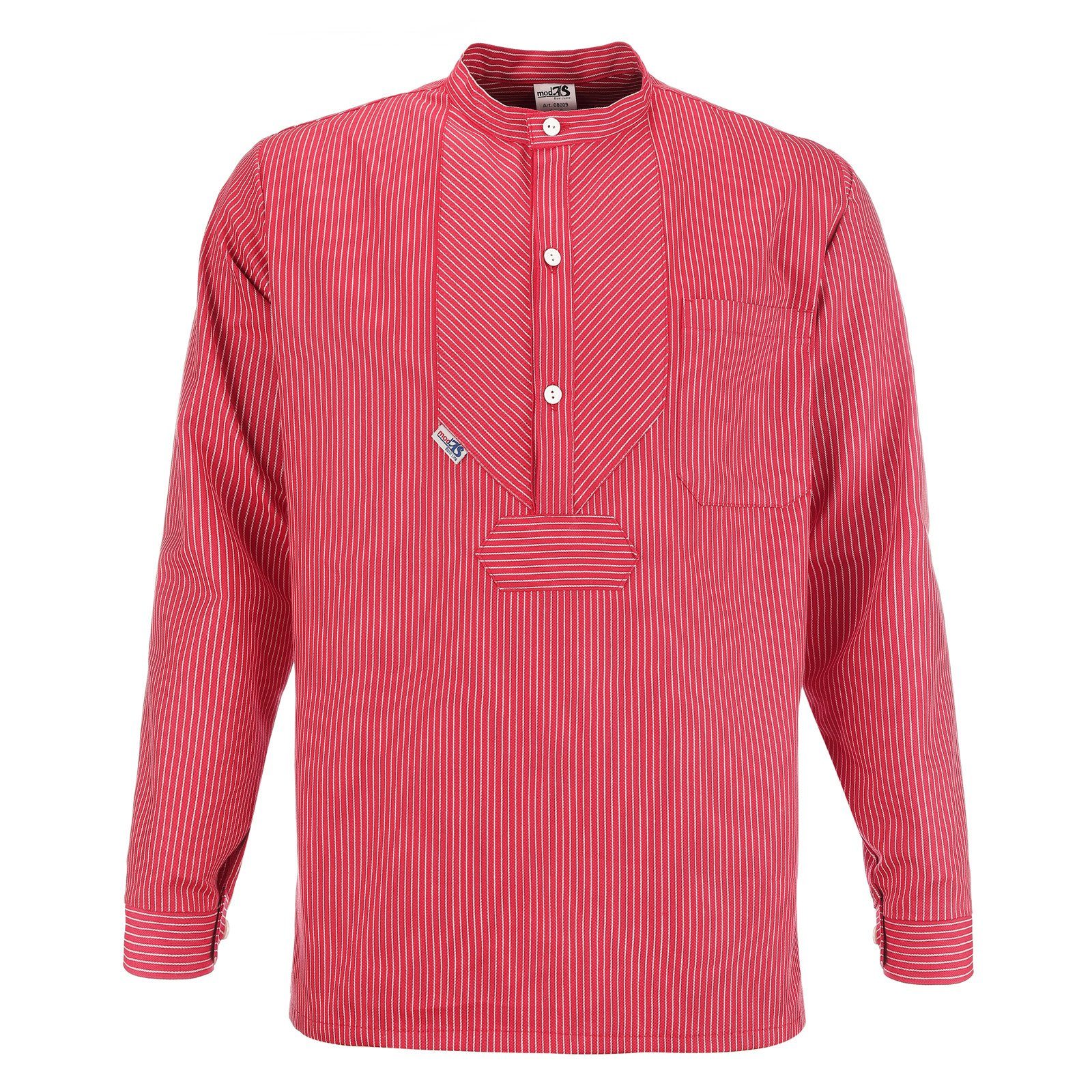 modAS Langarmhemd 8009 Unisex Fischerhemd Basic Line - Finkenwerder Hemd gestreift Baumwolle