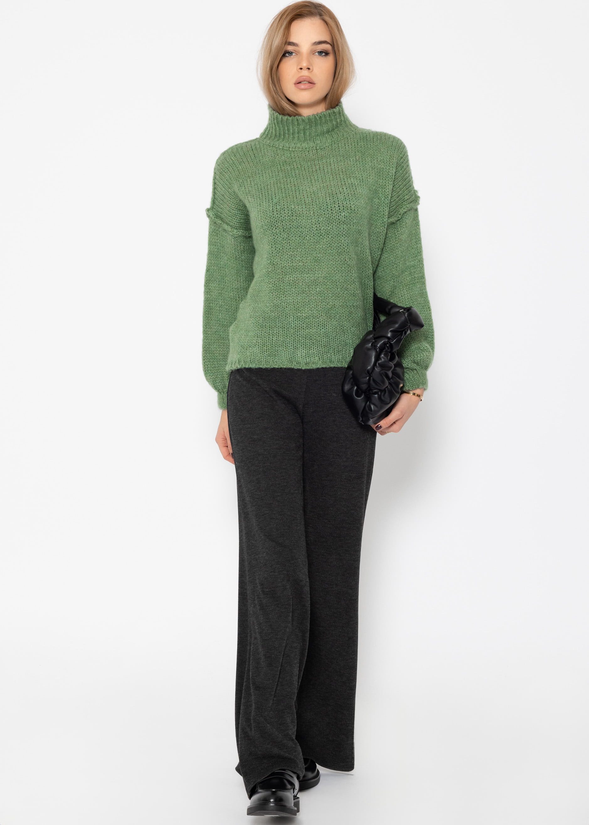 SASSYCLASSY Strickpullover Rollkragenpullover Damen mit Ziernähten günstig online kaufen
