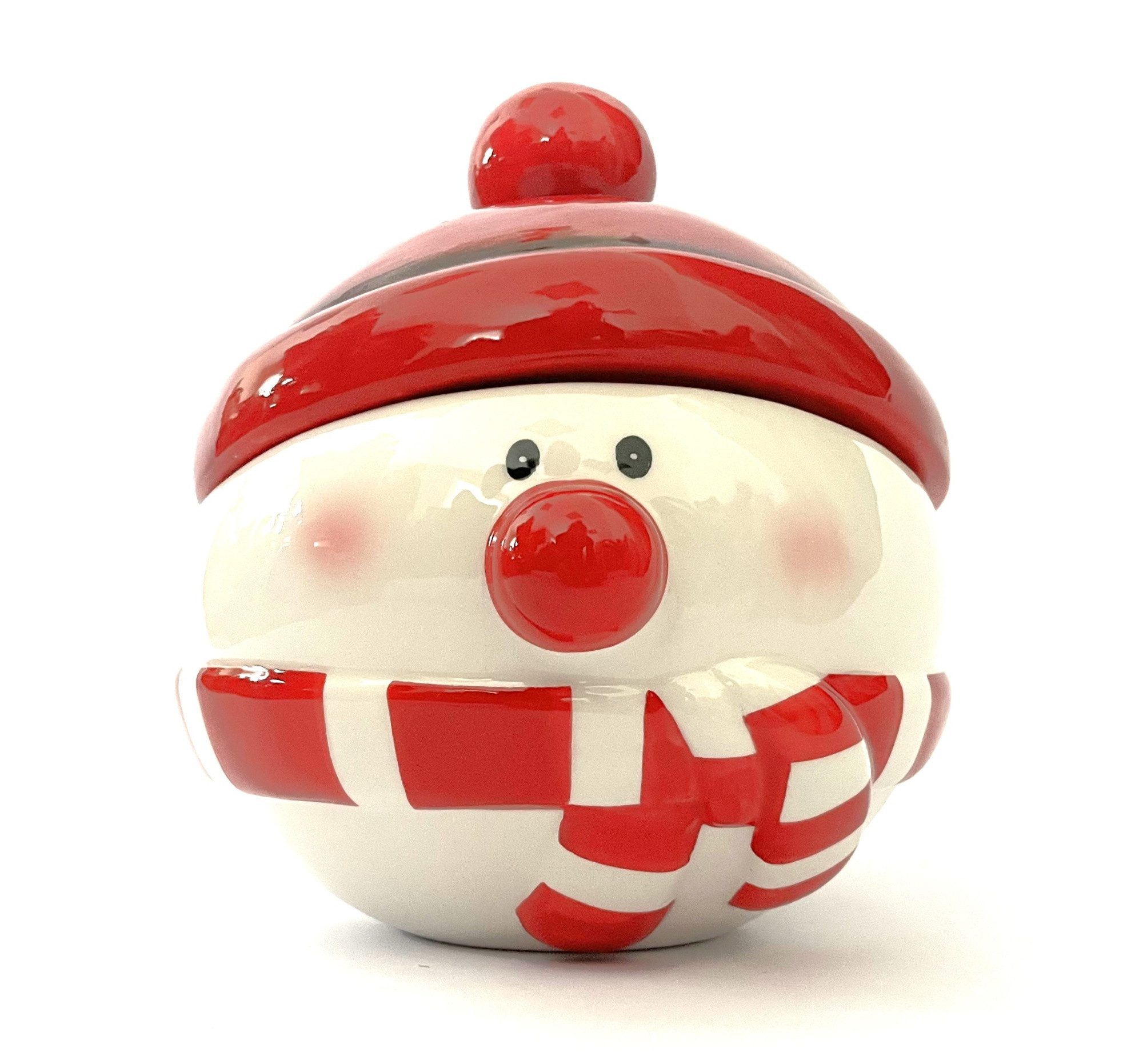Scheulen GmbH Vorratsdose Vorratsdose Weihnachten Schneemann Rot Weiß Keramik 19 cm, Keramik, (2-tlg), Dekorativ