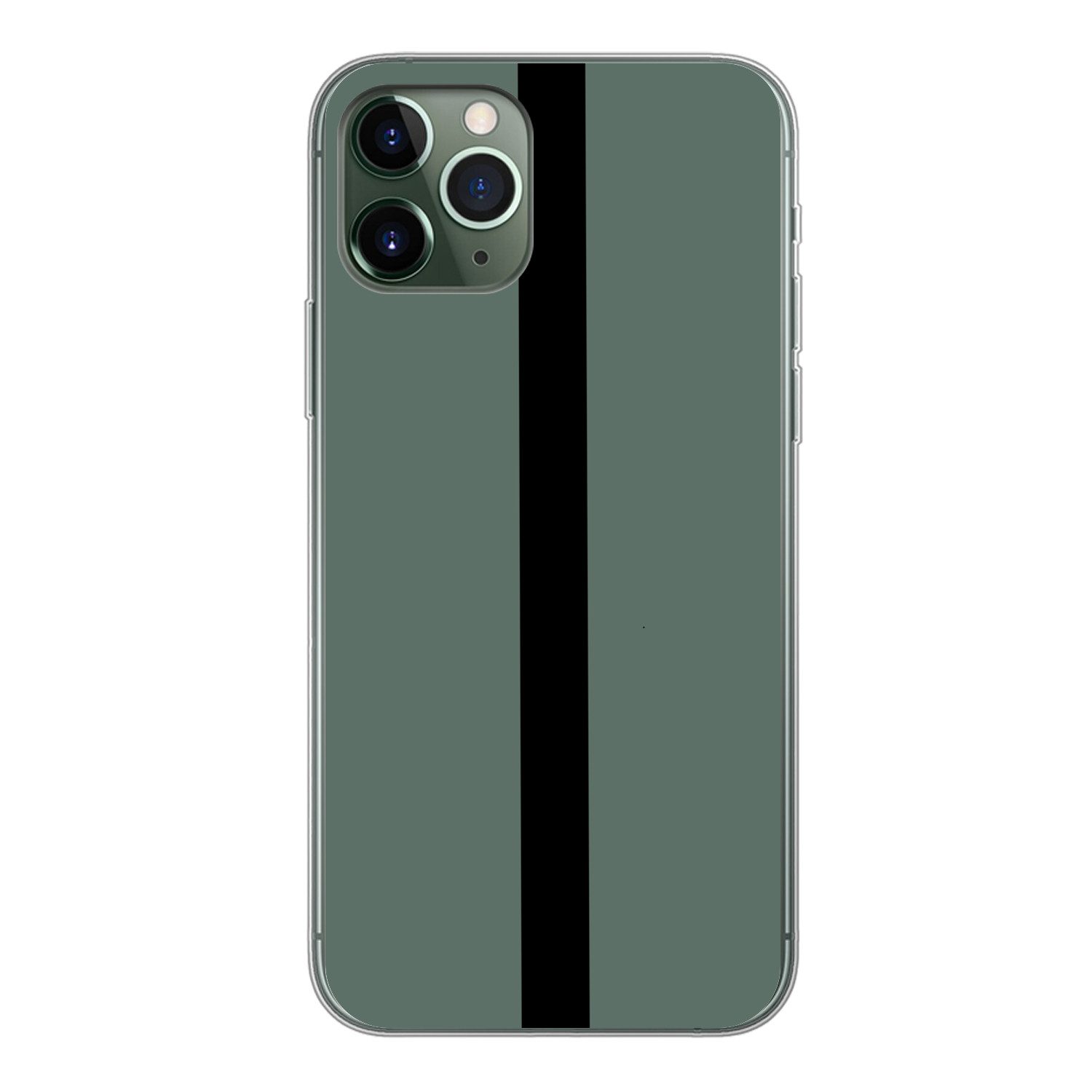 MuchoWow Handyhülle für Apple iPhone 11 Pro Grün - Schwarz - Gestreift - Minimalistisch, Smartphone-Bumper, Print, Handy Schutzhülle Dünn