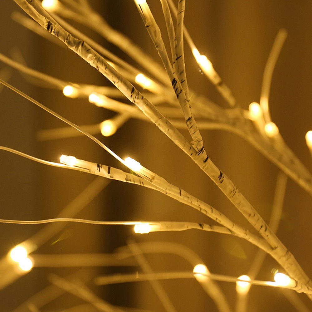 für Hochzeit Weihnachten 60LEDs, USB-betrieben, Ein/Aus-Schalter Party mit LED-Birkenbaumleuchte, Warmes Deko, Weiß, Rosnek Dekolicht 90cm, LED