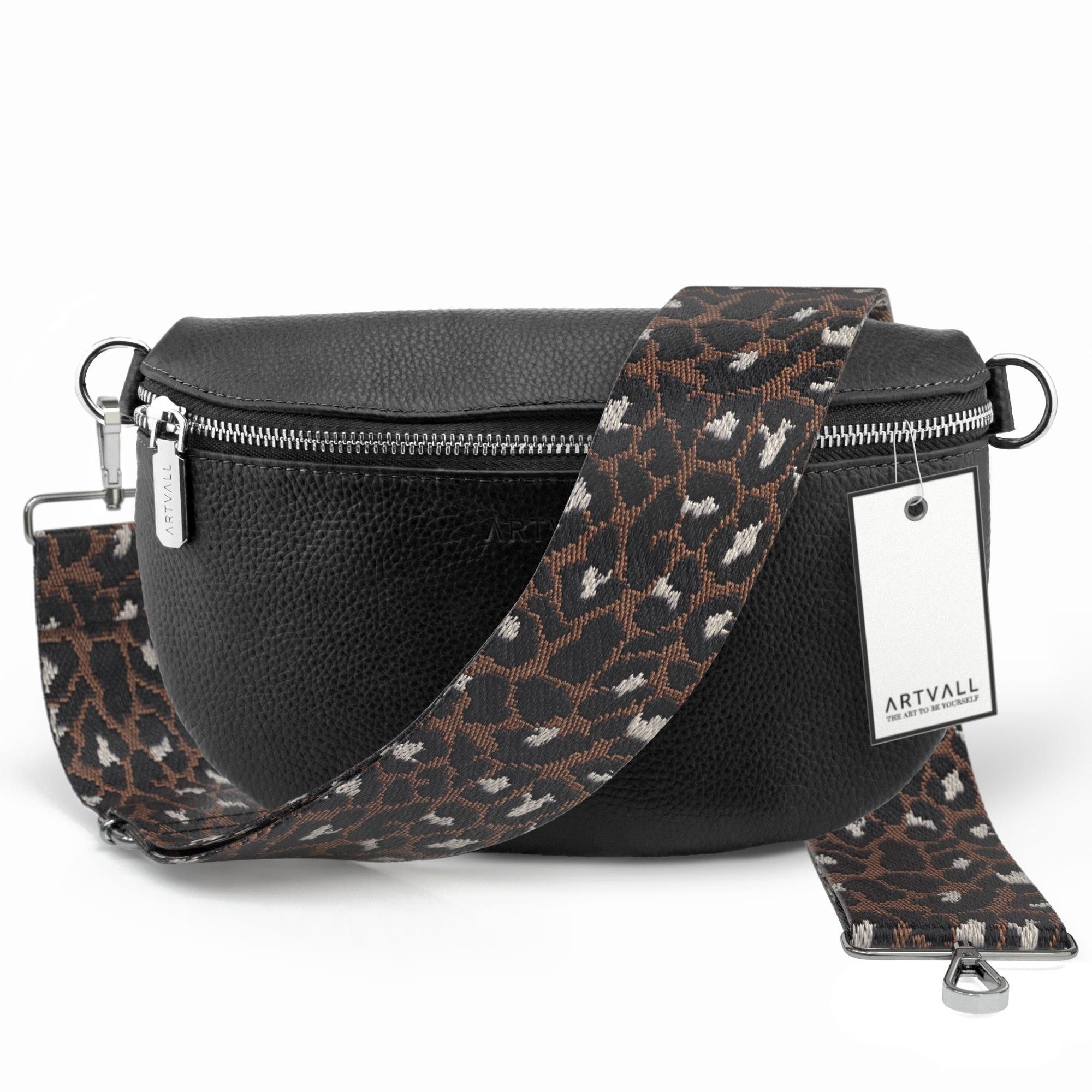Umhängetasche Echtleder Handtasche Damen Brusttasche Schwarz