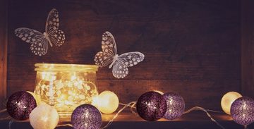Angel's Pride LED-Lichterkette Lichterkette Cotton Ball Batteriebetrieben - 3,3M 20 LED Kugeln, Dekoration, Dekolicht, Geburtstag, Weihnachten