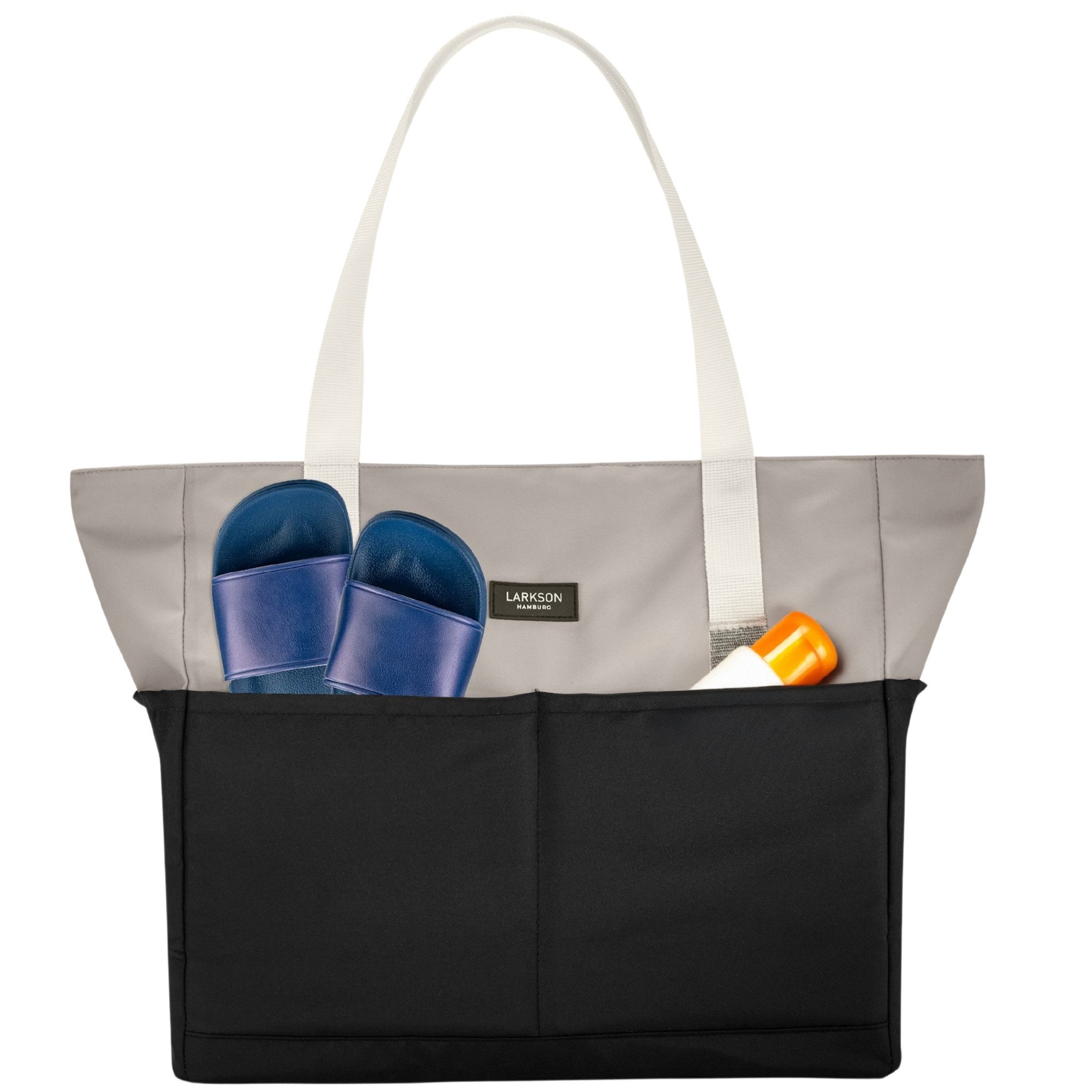 LARKSON Strandtasche Linn Strandtasche mit Reißverschluss (1-tlg), Große Beach Bag für Strand und Urlaub, Wasserabweisend