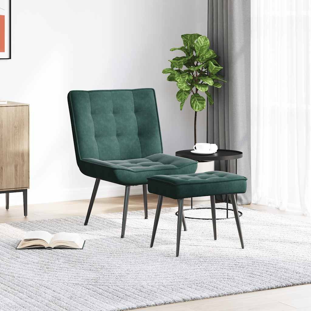vidaXL Relaxsessel Relaxsessel mit Hocker Dunkelgrün günstig online kaufen