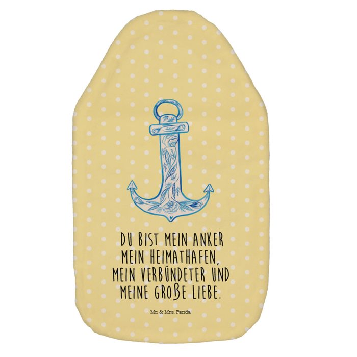 Mr. & Mrs. Panda Wärmflasche Anker Blau - Gelb Pastell - Geschenk Wärmflaschenbezug gute Laune (1-tlg)
