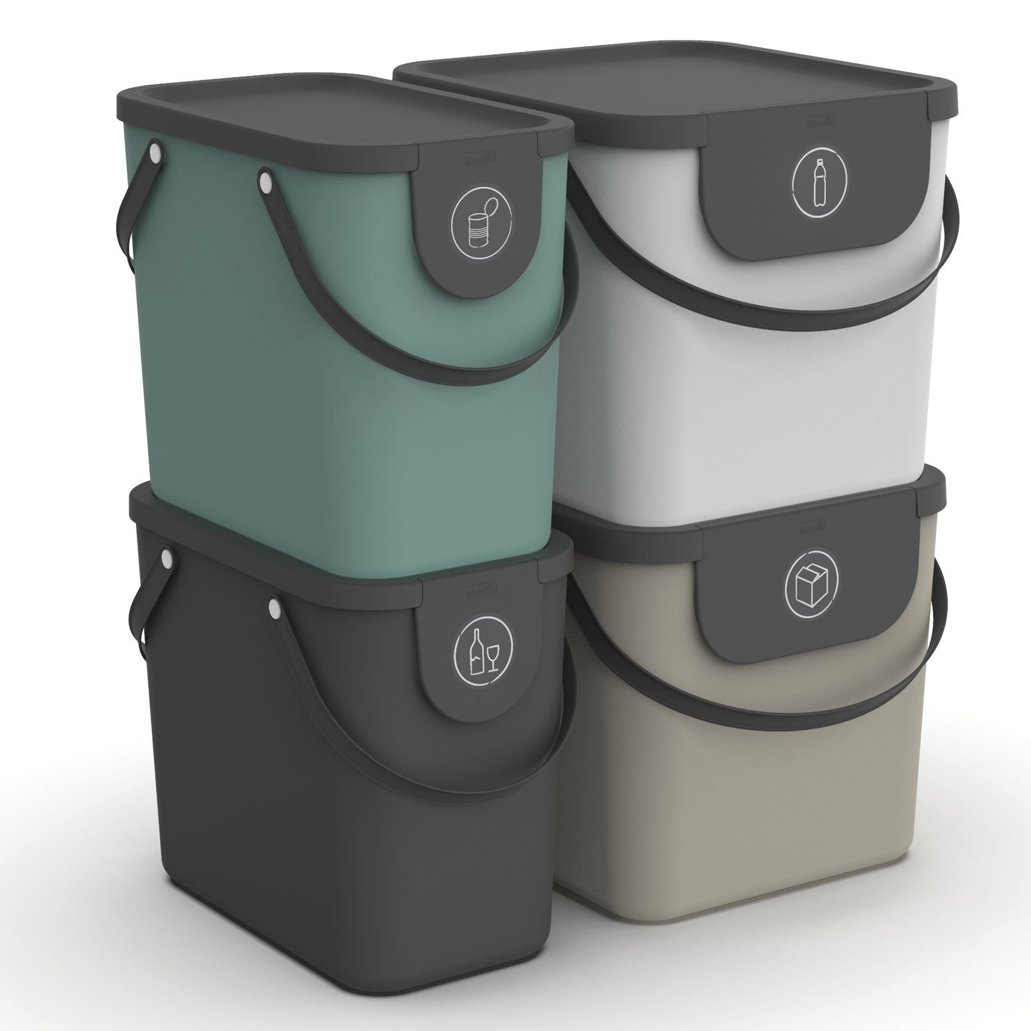 Mülltrennsystem Albula 4er-Set Mülltrennungssystem 2x 25l + 2x 40l für die Küche