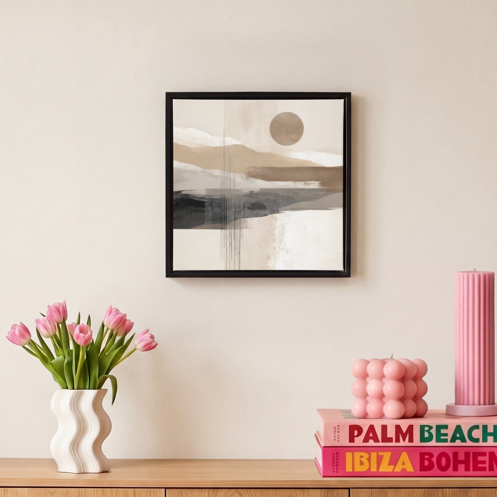 OneMillionCanvasses® Leinwandbild mit Rahmen - Minimalistisch - Landschaft - Dimension, Fotodruck (1 St), Leinwand Bilder Klein, Wand Dekoration Aesthetic 20x20 – Bild 4 von 5