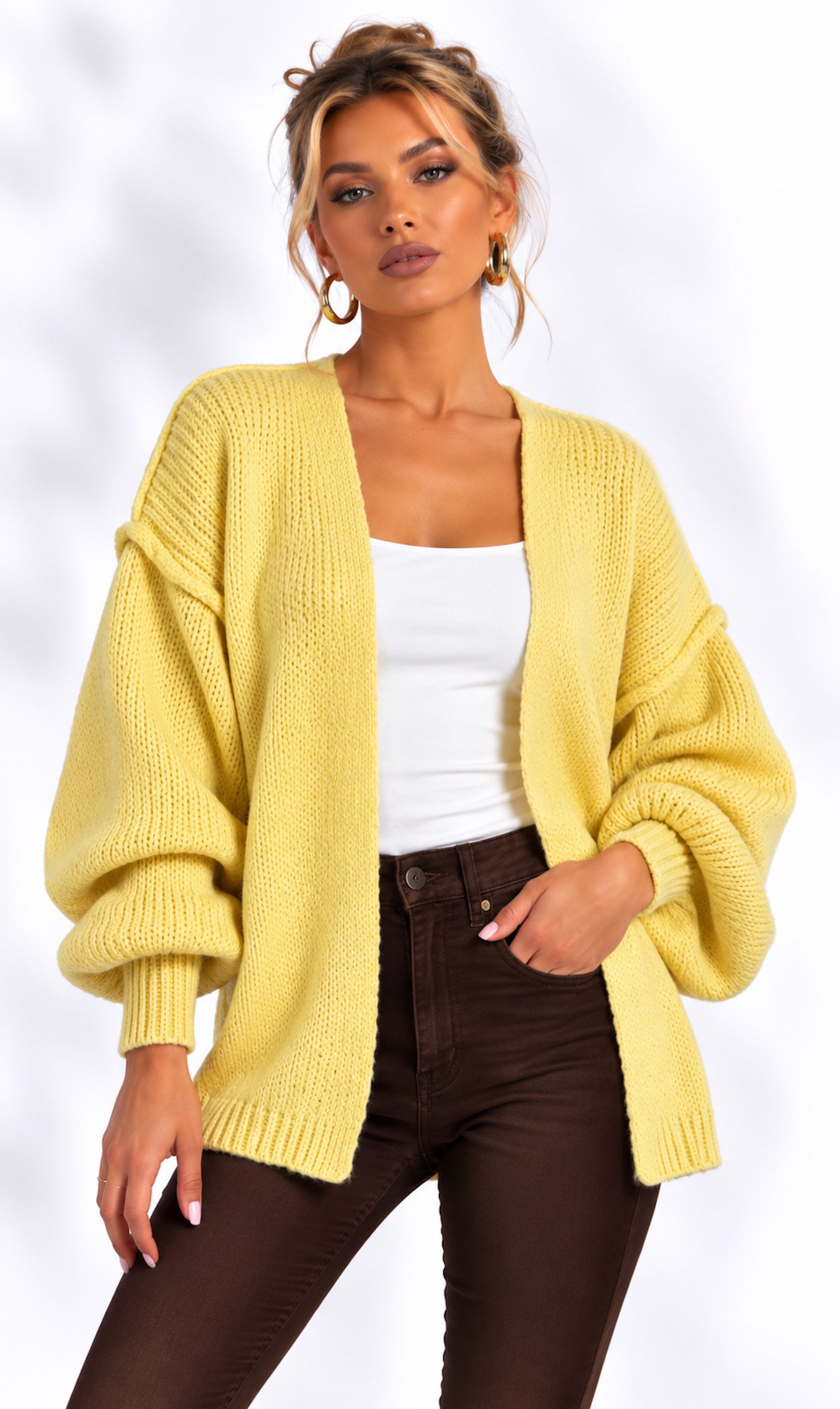 Worldclassca Cardigan Worldclassca Strickjacke Cardigan Uni Open Front Pullover Lang Casual Neue Kollektion - Stilvolle und gemütliche Strickmode für Damen